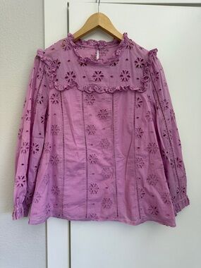 J. Crew Peony Floral Eyelet Blouse (size tag removed)